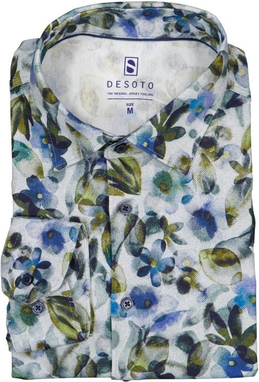 DESOTO Herren Hemd blau geblümt