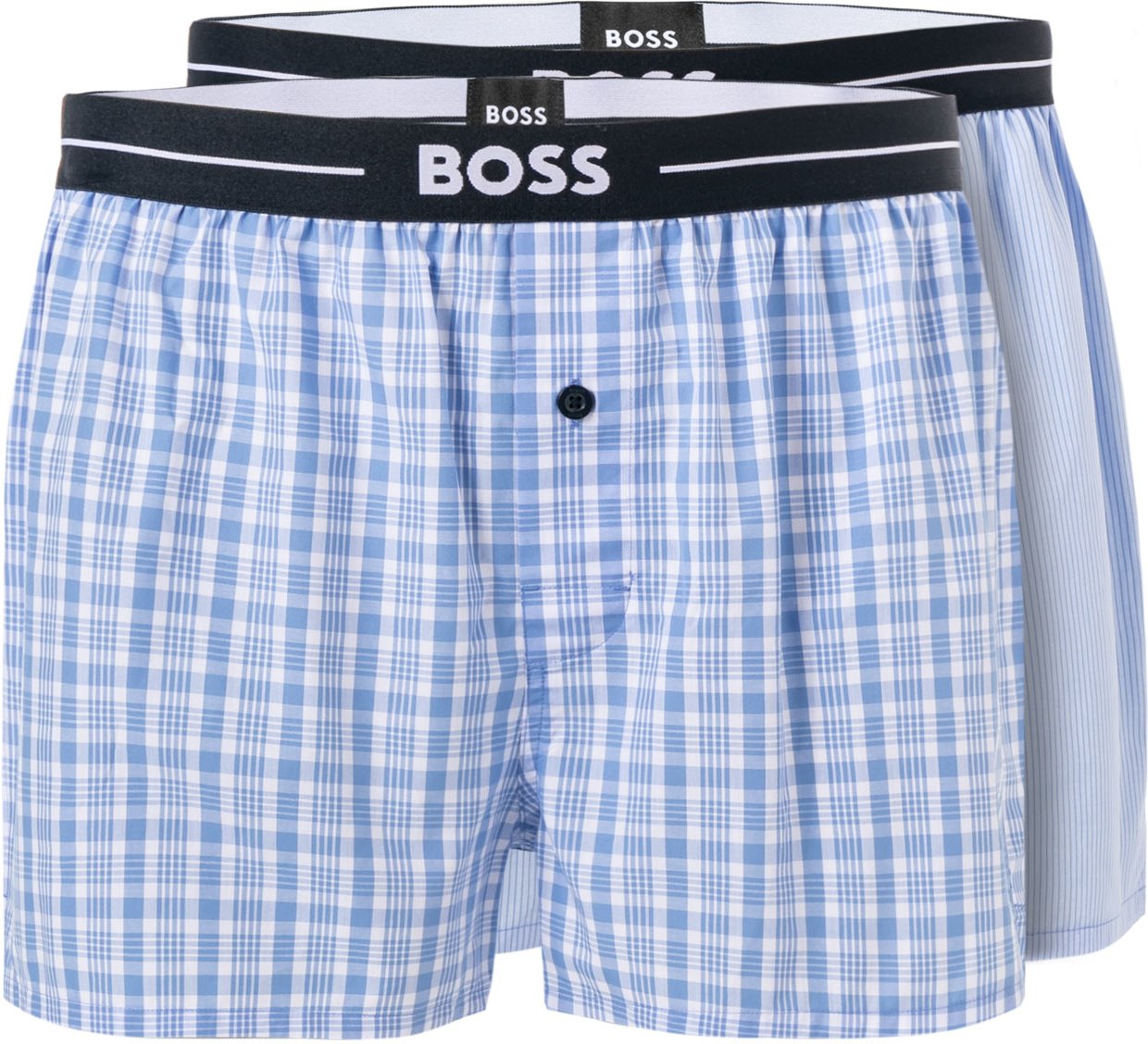 Thumbnail - BOSS Black Herren Pyjama-Shorts blau Baumwolle & Mix Gestreift,Kariert