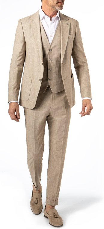 Strellson Herren Anzug beige meliert Slim Fit