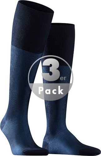 Thumbnail - Falke Herren Kniestrümpfe blau Schur-Wolle unifarben