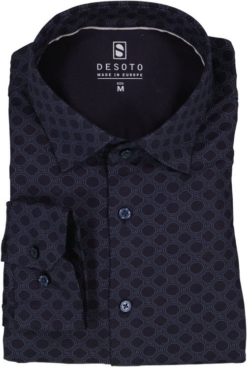 DESOTO Herren Hemd blau gemustert