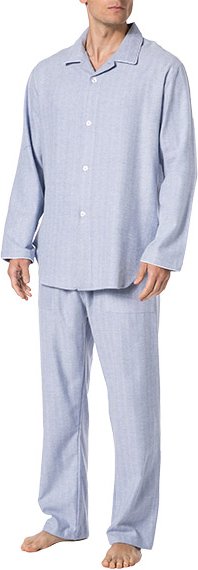 Thumbnail - Novila Herren Pyjama blau Flanelle Gemustert