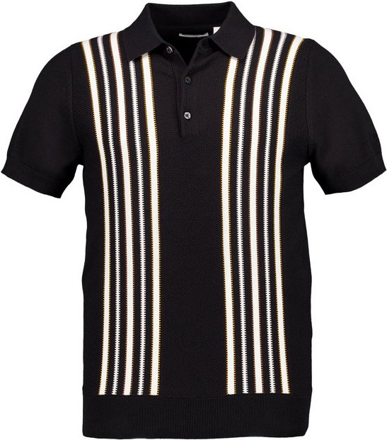 Ben Sherman Herren Polo-Shirt schwarz gemustert