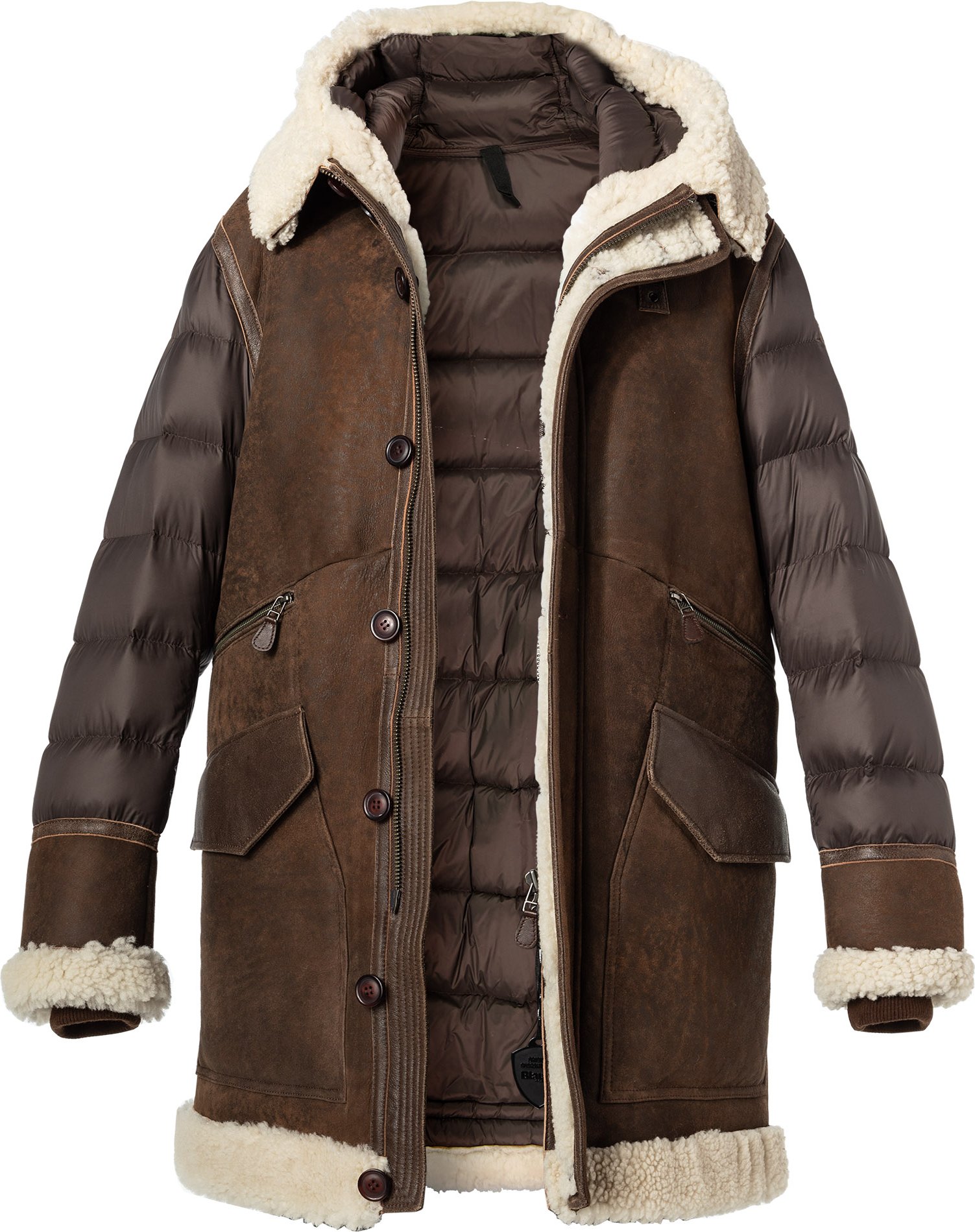 Thumbnail - Blauer. USA Herren Lammfelljacke braun unifarben