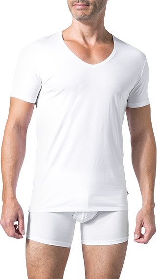 DEREK ROSE Herren V-Shirt weiß Pima unifarben