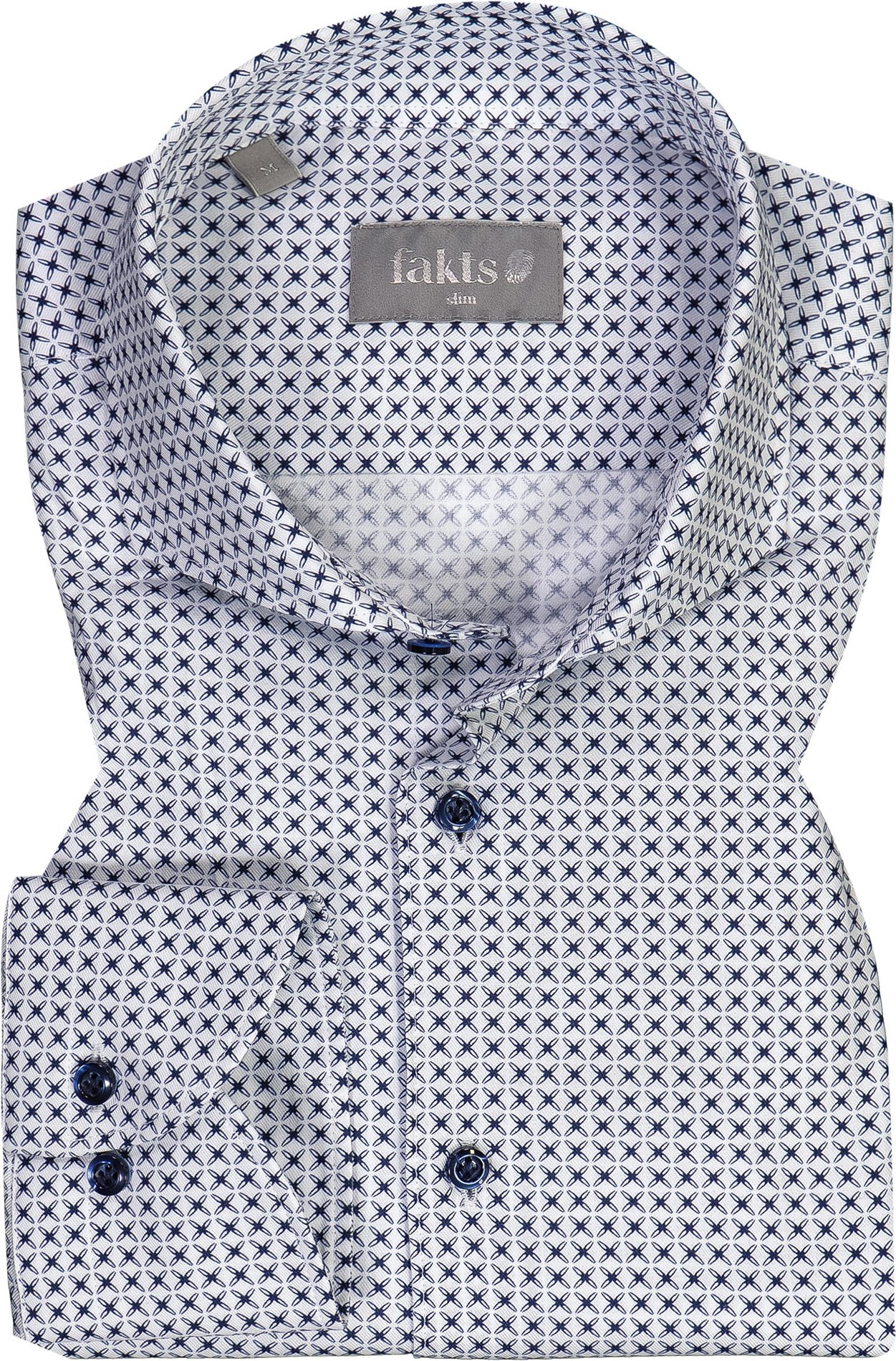Thumbnail - fakts Herren Hemd blau gemustert Slim Fit