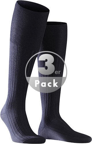 Thumbnail - Falke Herren Kniestrümpfe blau Schur-Wolle unifarben