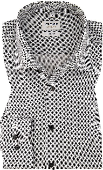 OLYMP Herren Hemd schwarz gemustert