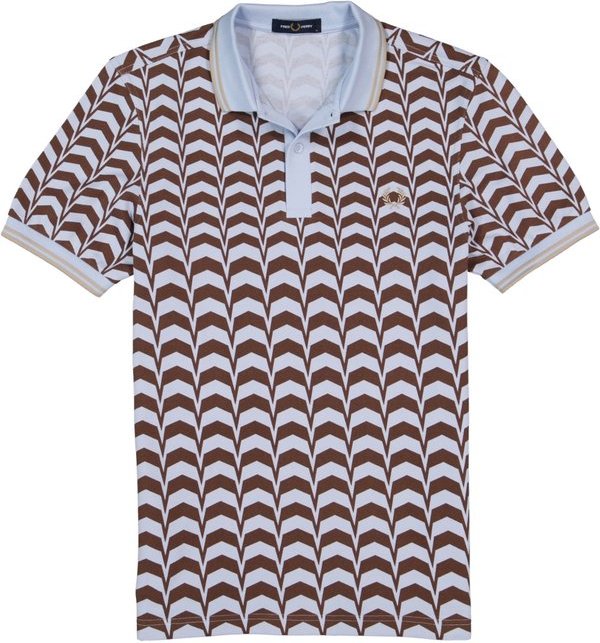 Fred Perry Herren Polo-Shirt braun gemustert