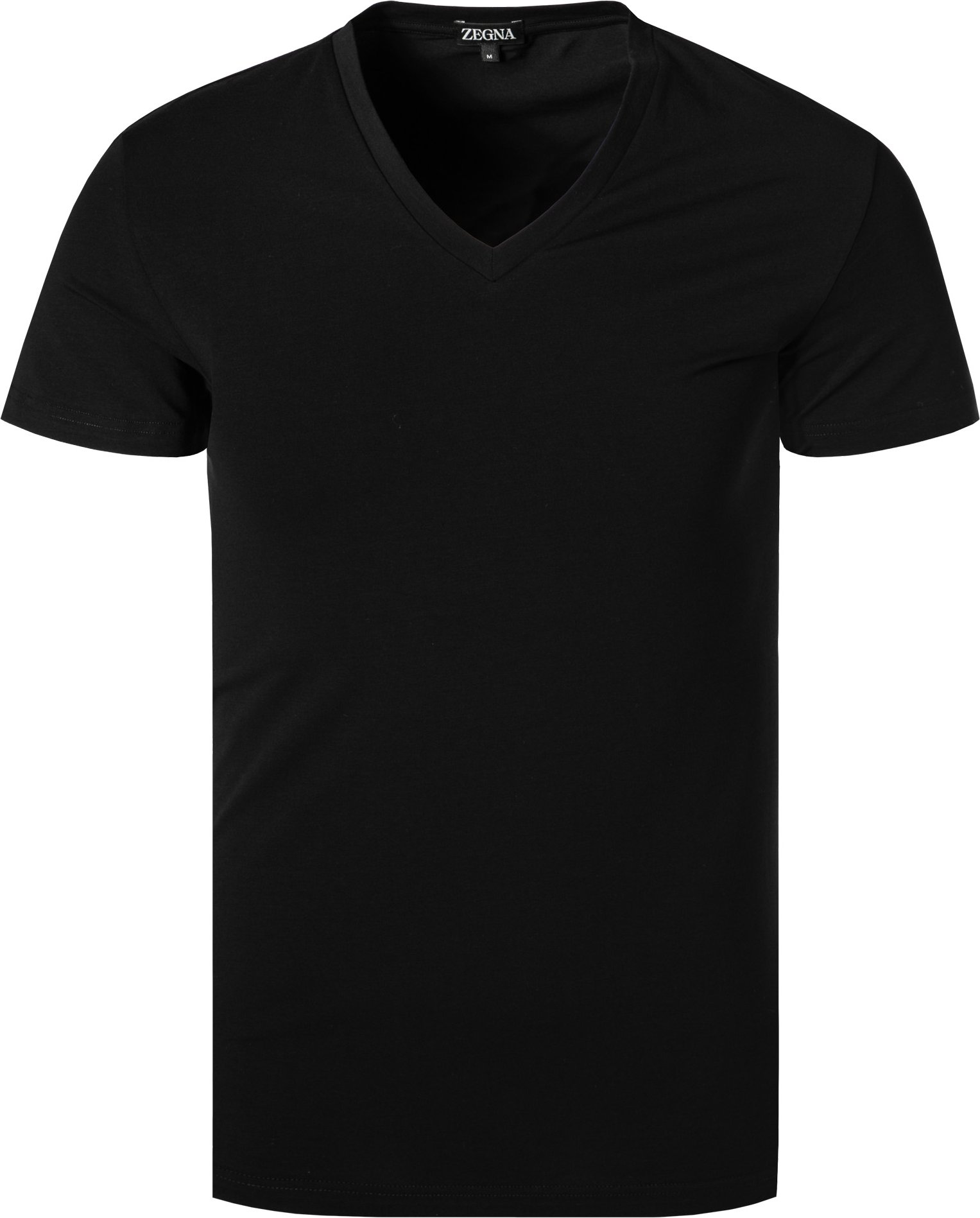 Thumbnail - Ermenegildo Zegna Herren T-Shirt schwarz Baumwolle & Mix unifarben