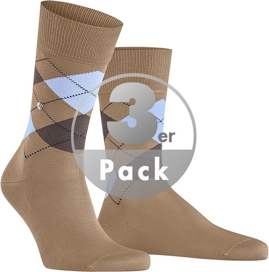 Burlington Herren Socken beige Baumwolle & Mix Gemustert