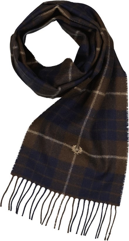 Fred Perry Herren Schal braun Woll-Stoff kariert