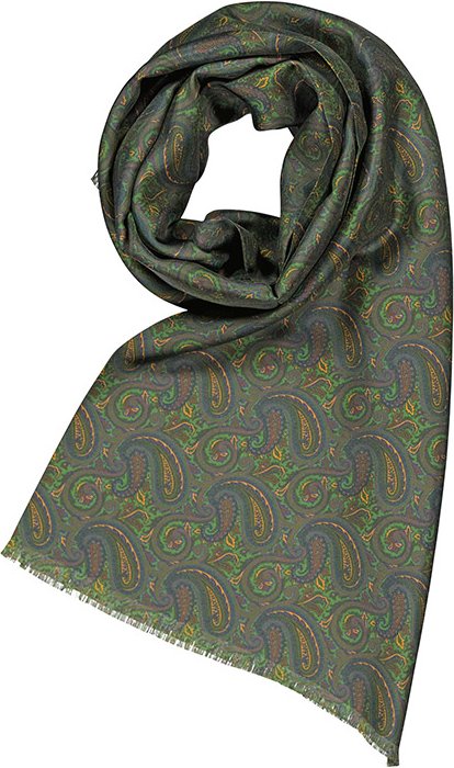 Ascot Herren Schal grün Seide gemustert