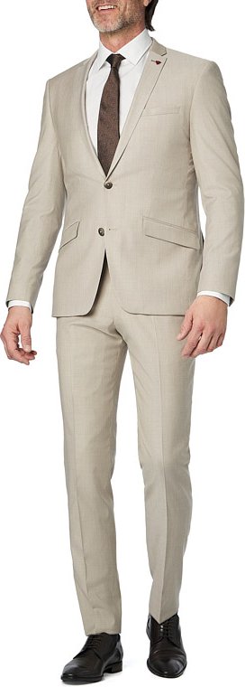 Thumbnail - ROY ROBSON Herren Anzug beige meliert Slim Fit