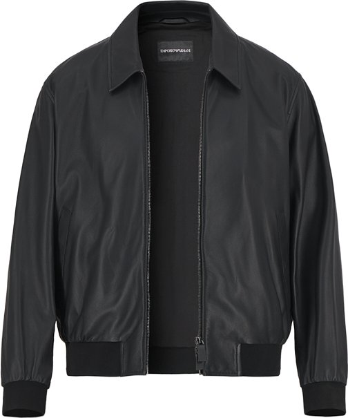 Thumbnail - EMPORIO ARMANI Herren Lederblouson schwarz unifarben