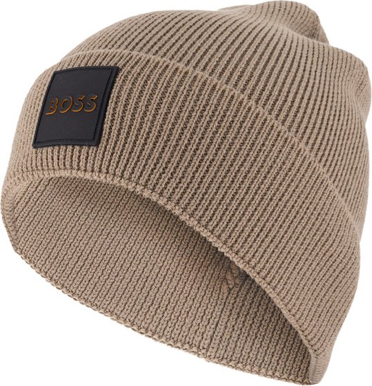 BOSS Orange Herren Mütze beige Schur-Wolle