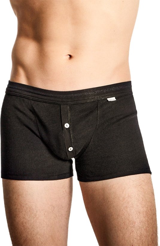 Schiesser Revival Herren Shorts schwarz Reine Baumwolle unifarben