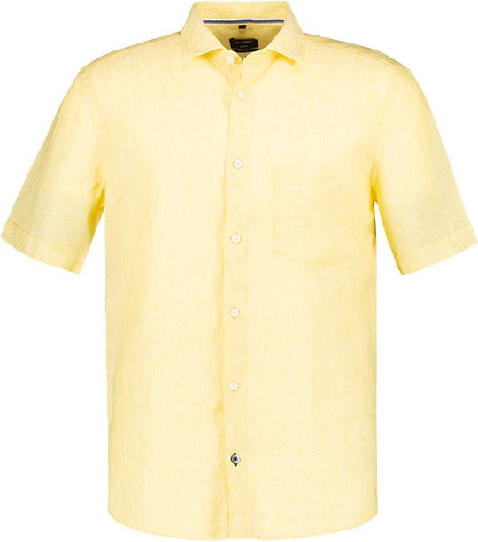 OLYMP Herren Kurzarmhemd gelb meliert