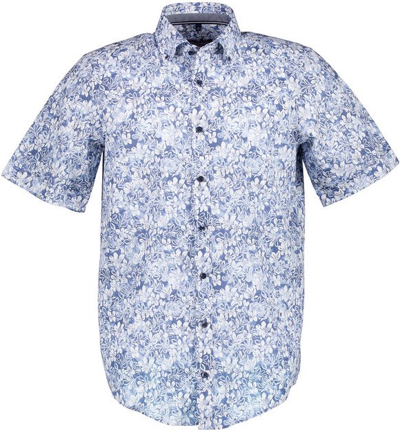 CasaModa Herren Kurzarmhemd blau gemustert