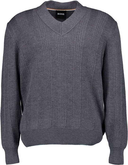 BOSS Black Herren Pullover grau unifarben