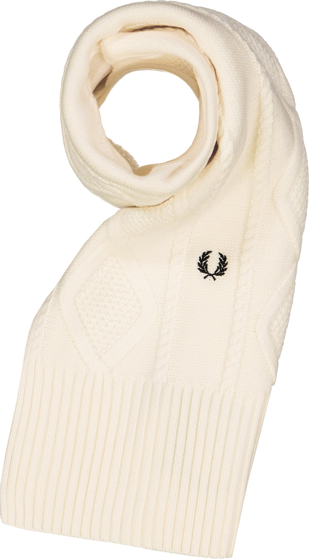 Fred Perry Herren Schals weiß Woll-Stoff