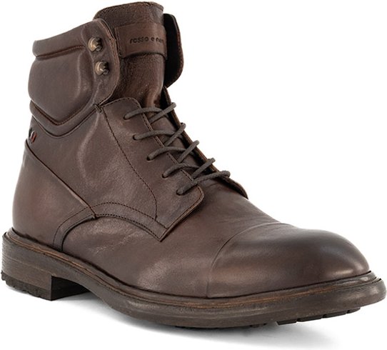 rosso e nero Herren Schnürboots braun Glattleder