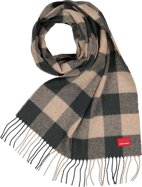 JOOP! Herren Schal grün Woll-Stoff kariert