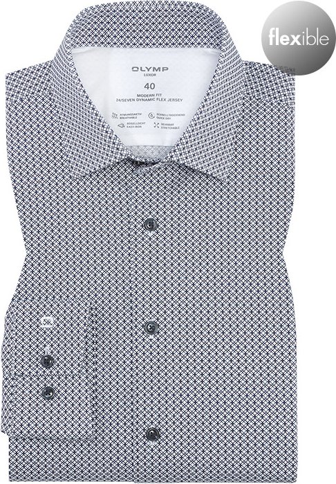 OLYMP Herren Hemd blau gemustert