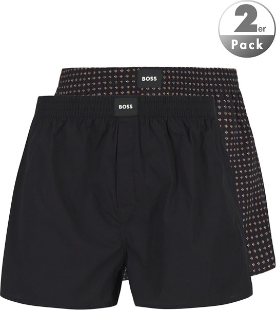 BOSS Black Herren Boxershorts schwarz Baumwolle & Mix Gemustert,unifarben