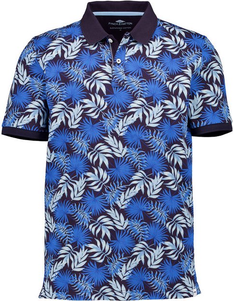 Fynch-Hatton Herren Polo-Shirt blau geblümt
