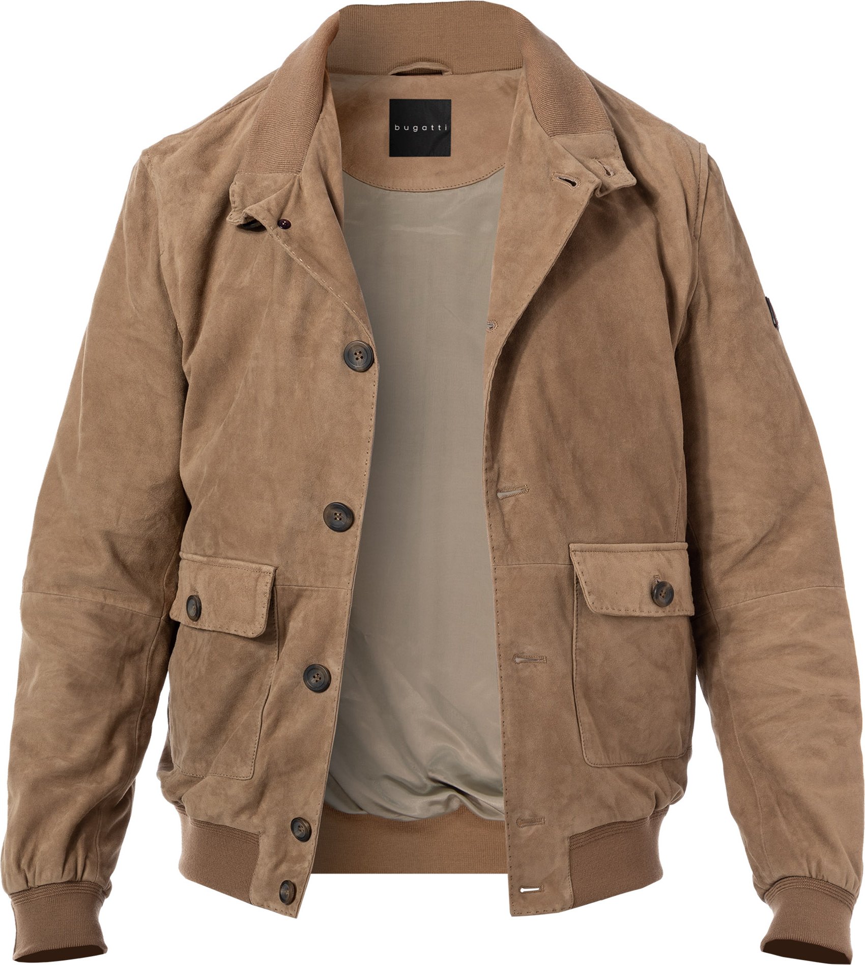 bugatti Herren Lederjacke beige unifarben