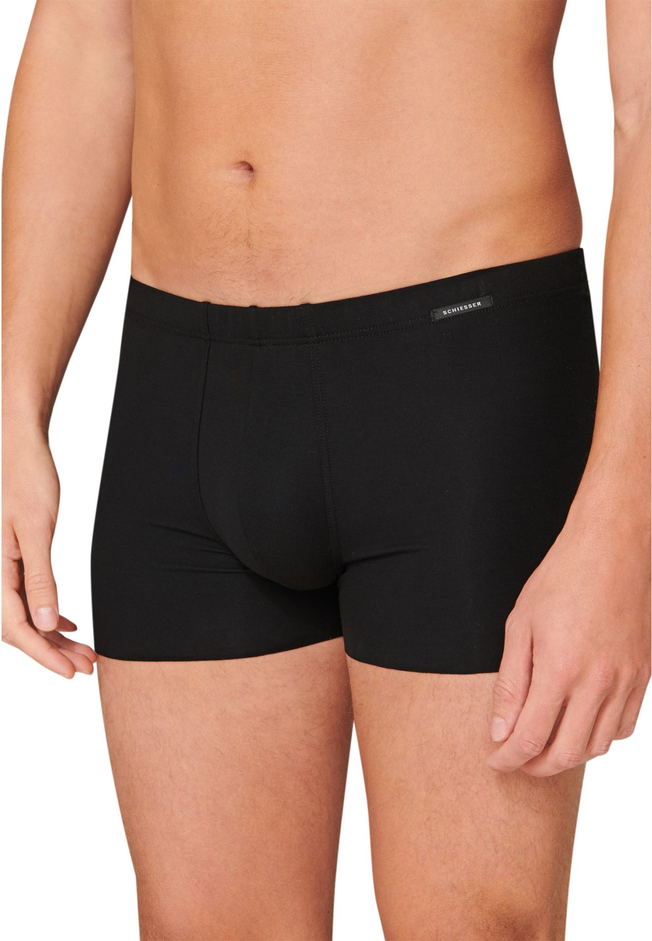 Schiesser Herren Boxershorts schwarz Baumwolle & Mix unifarben