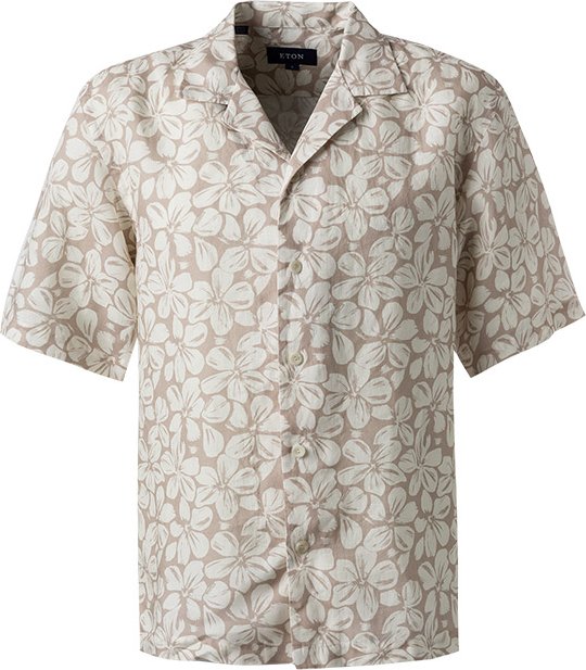 ETON Herren Kurzarmhemd blau geblümt