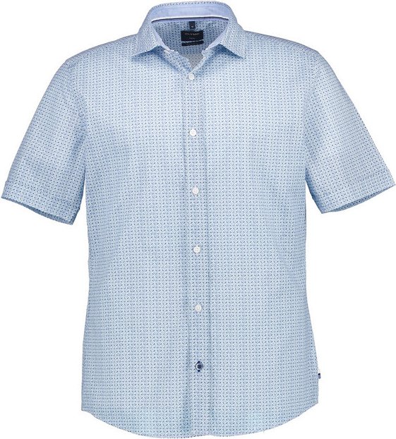 OLYMP Herren Kurzarmhemd blau gemustert