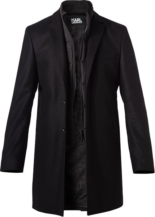 Thumbnail - KARL LAGERFELD Herren Mantel schwarz unifarben