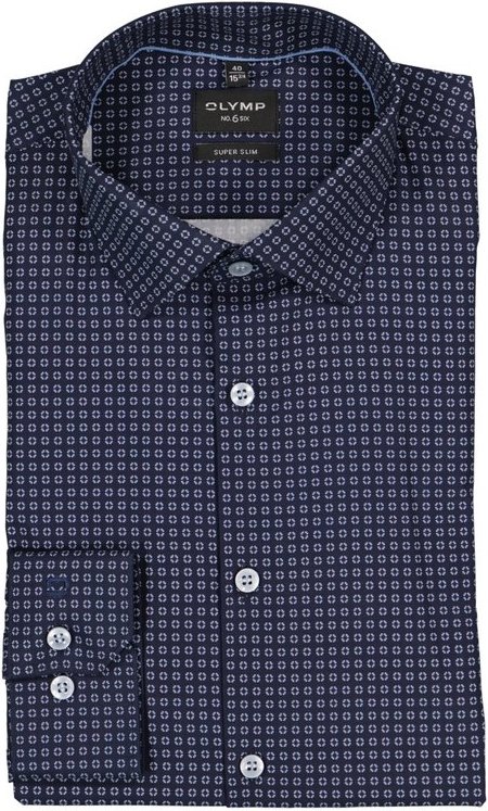 Thumbnail - OLYMP Herren Hemd blau gemustert Slim Fit