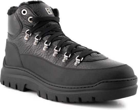 BOGNER Herren Schnürschuhe schwarz Leder geprägt