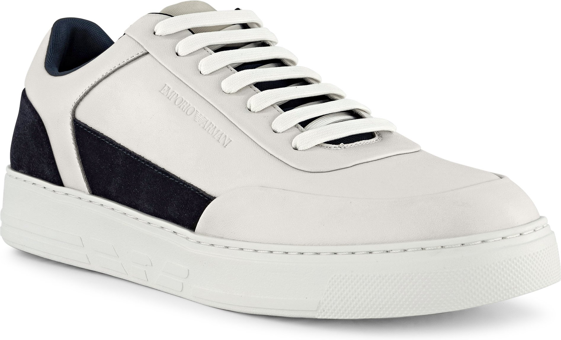 EMPORIO ARMANI Herren Sneaker weiß Glattleder