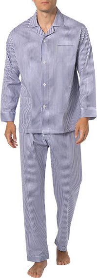 Novila Herren Pyjama blau Baumwolle & Mix Gestreift