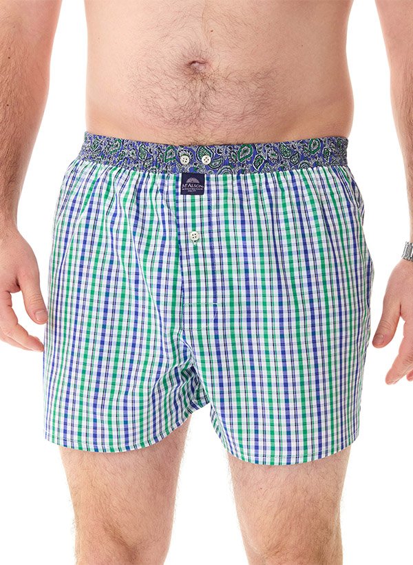 MC ALSON Herren Boxershorts blau Reine Baumwolle Gemustert