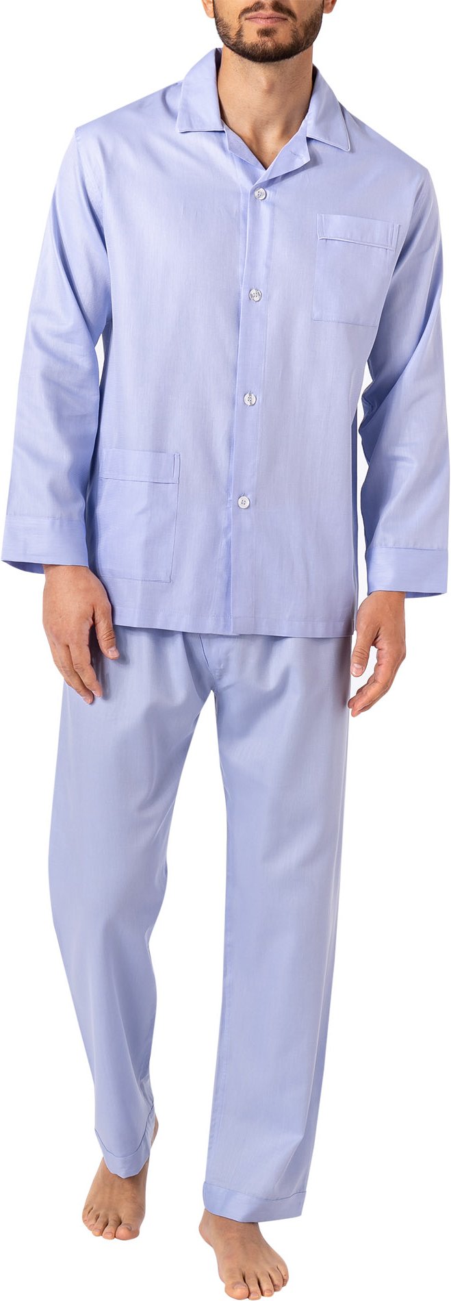 Novila Herren Pyjama blau Baumwolle & Mix unifarben