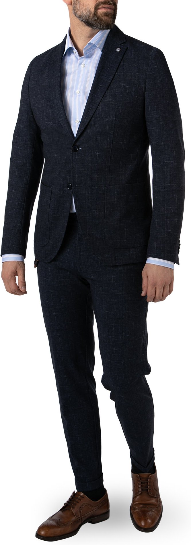 Thumbnail - CG Herren Anzug blau meliert Slim Fit