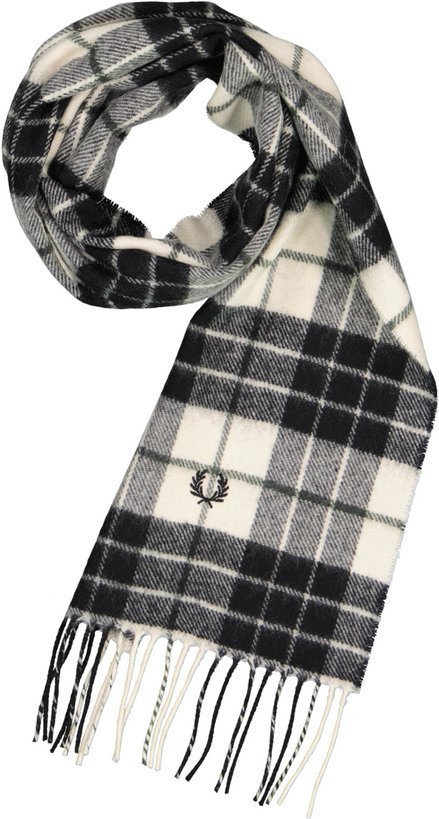 Fred Perry Herren Schal schwarz Woll-Stoff kariert