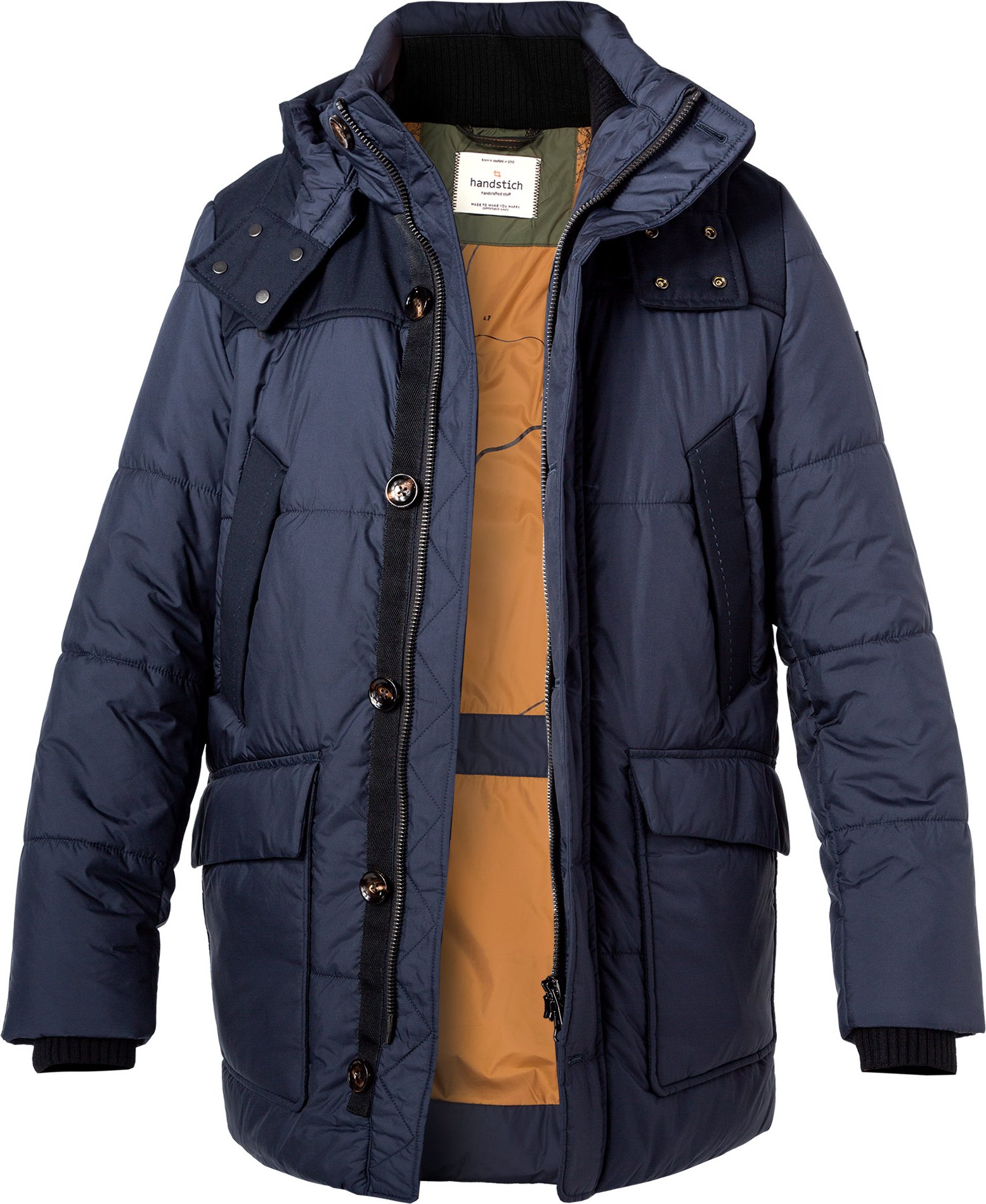 Thumbnail - handstich Herren Steppjacke blau unifarben