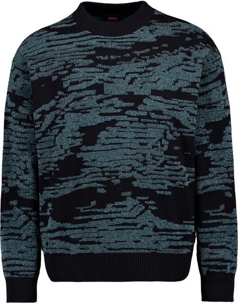 BOSS Orange Herren Pullover schwarz Gemustert