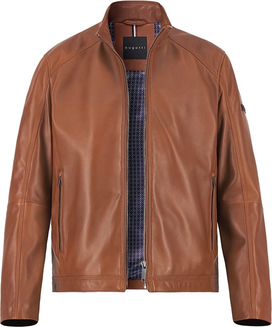 bugatti Herren Lederjacke braun unifarben