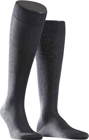 Falke Herren Kniestrümpfe grau Ägyptische Baumwolle unifarben