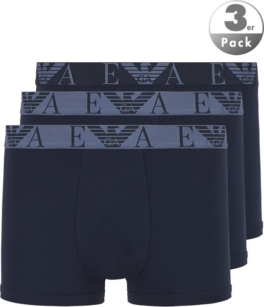 Thumbnail - EMPORIO ARMANI Herren Trunks blau Baumwolle & Mix unifarben
