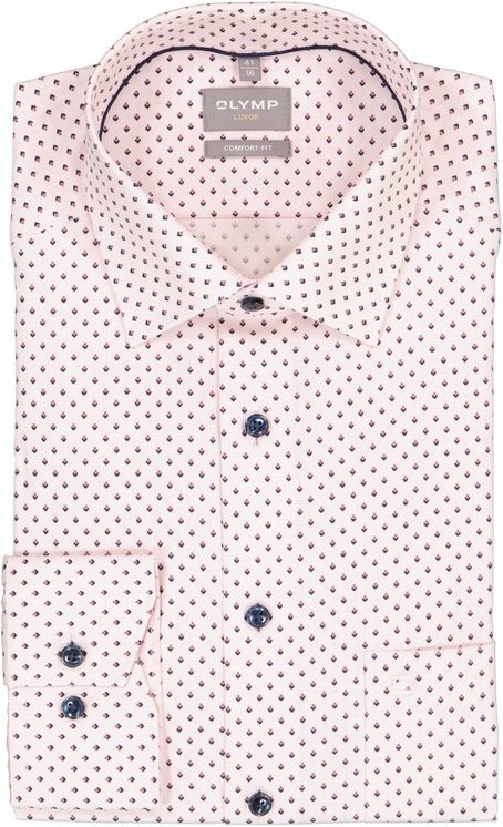 OLYMP Herren Hemd rosa gemustert