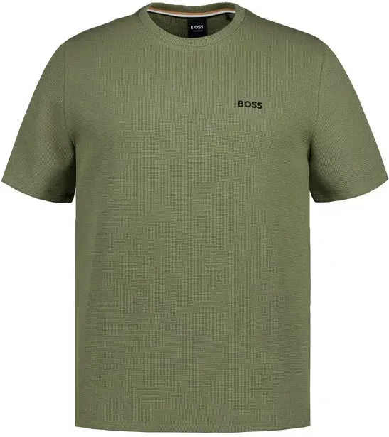 BOSS Black Herren T-Shirt grün Jersey-Baumwolle unifarben